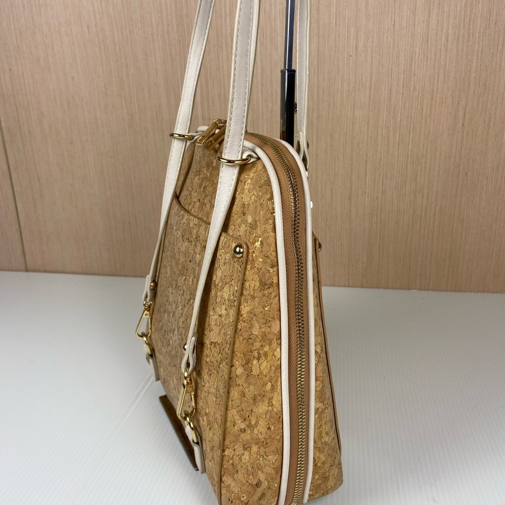 Convertible Backpack Purse Cork Bag Mistique Gold Fleck Boho Satchel Vegan